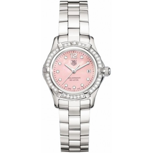 Tag Heuer Aquaracer Pink Dial Women's Diamond Watch WAF141B-BA0824
